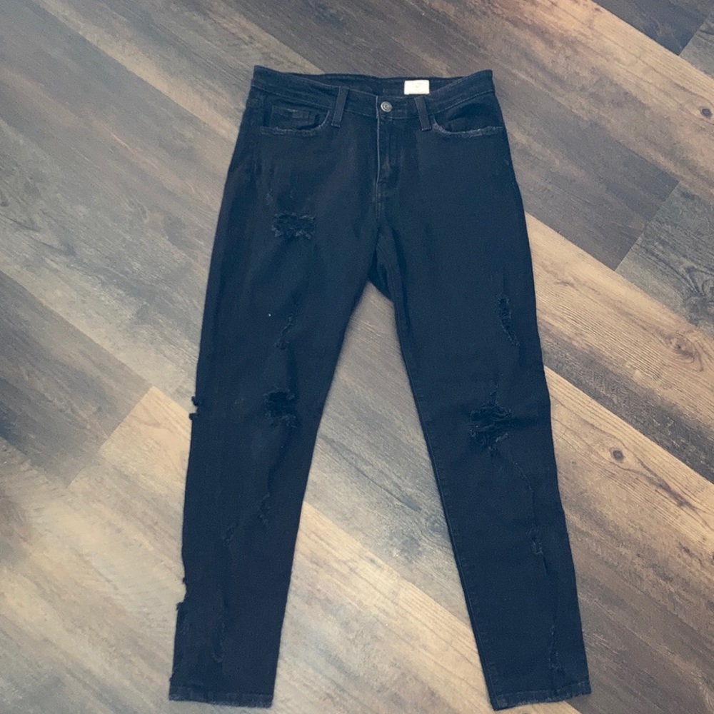 Black Distressed Skinny Jeans (From Buckle)